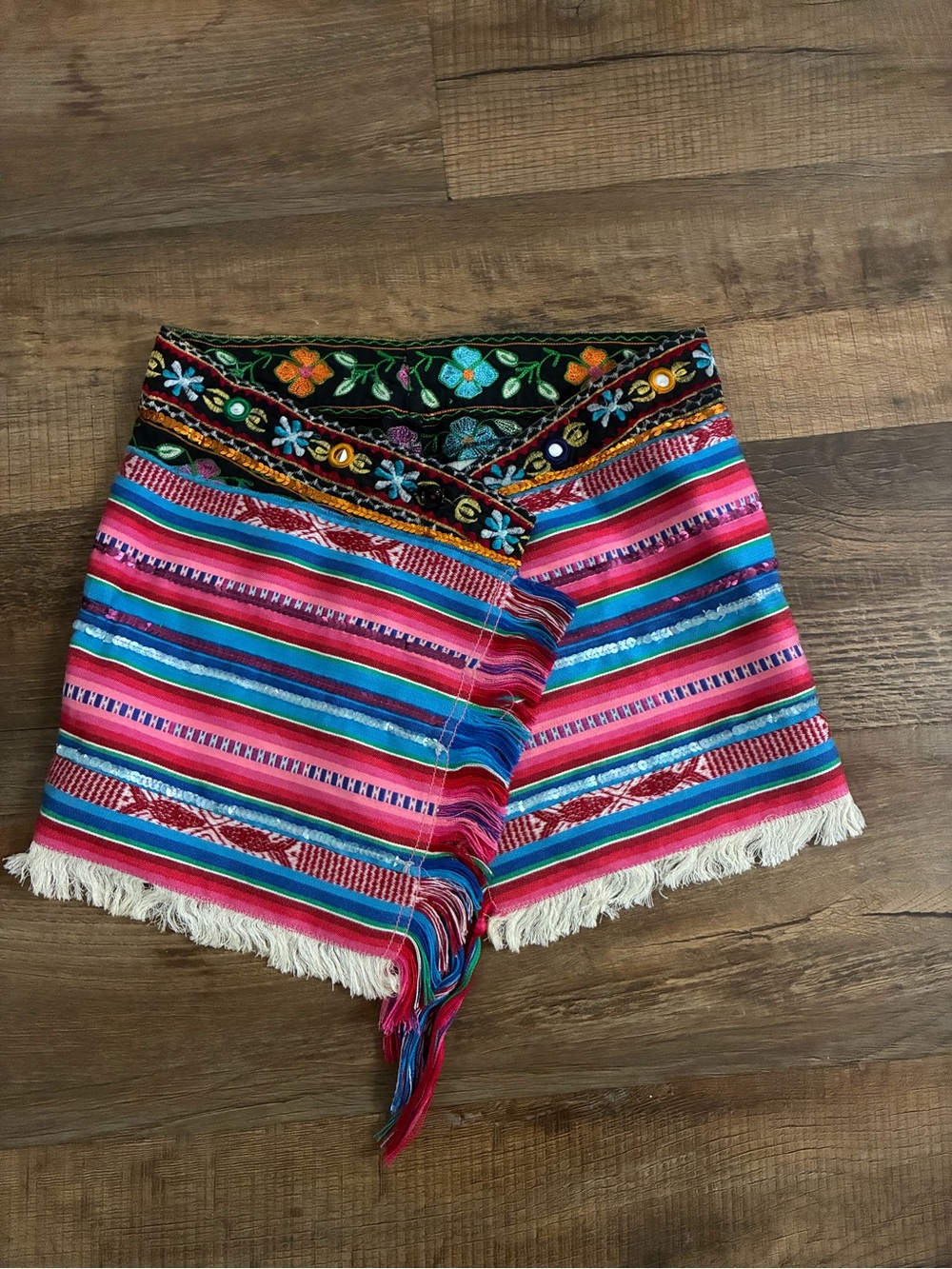 Archival Vintage D&G Dolce & Gabbana Embroidered Mirror Fringe Wrap Skirt